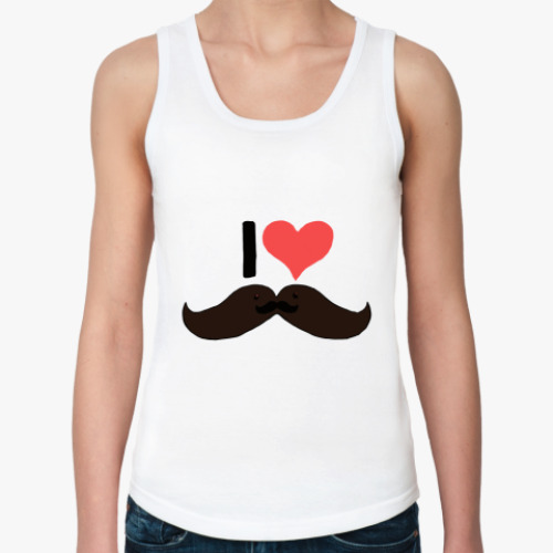 Женская майка с принтом i love усы