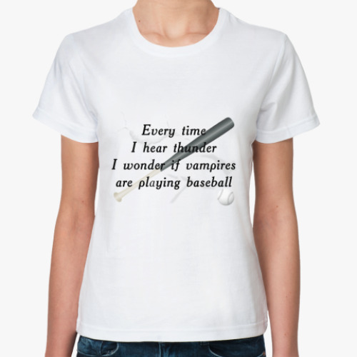 Классическая футболка с принтом Vampire's baseball