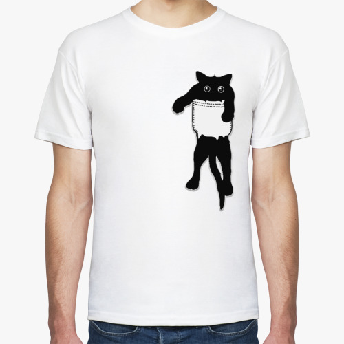 Футболка с принтом Кот в кармане