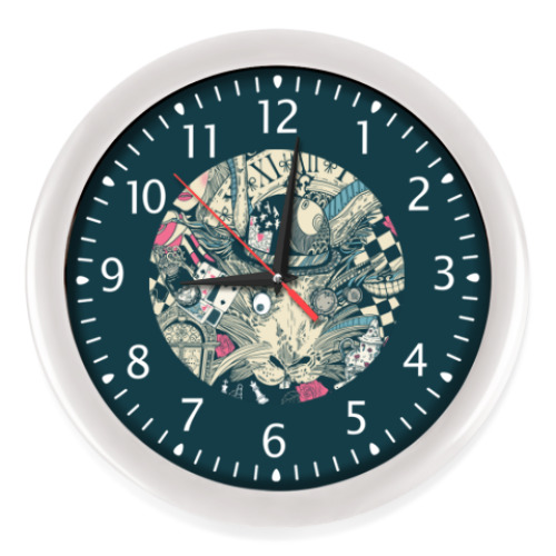 Настенные часы с принтом Алиса в стране чудес