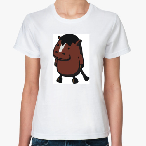 Классическая футболка с принтом  'Лошадка'