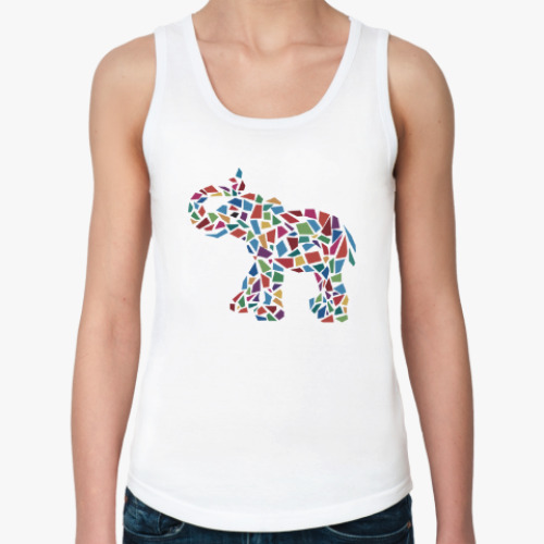 Женская майка с принтом Слон - мозаика