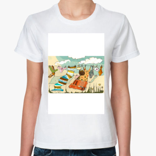 Классическая футболка с принтом ветер