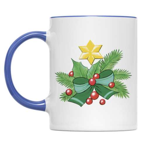 Кружка с принтом Новогодний букет