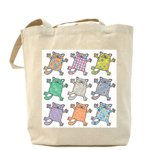 Сумка шоппер с принтом Коты