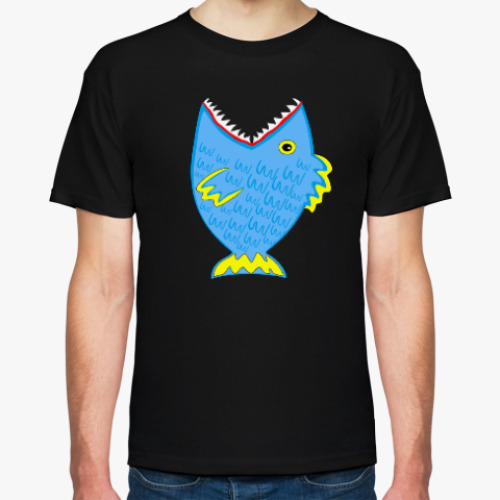 Футболка с принтом Зубастая рыба