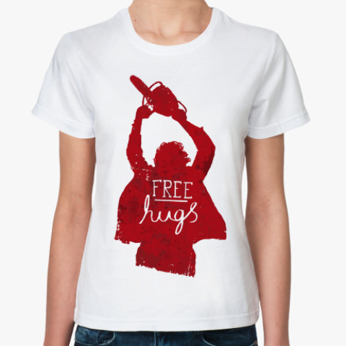 Классическая футболка с принтом Free hugs