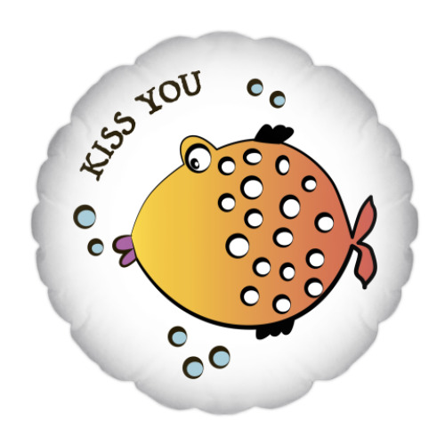 Подушка с принтом Kiss you