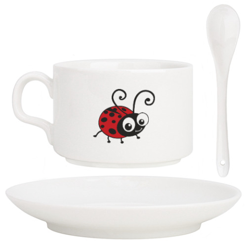 Кофейный набор с принтом Божья коровка