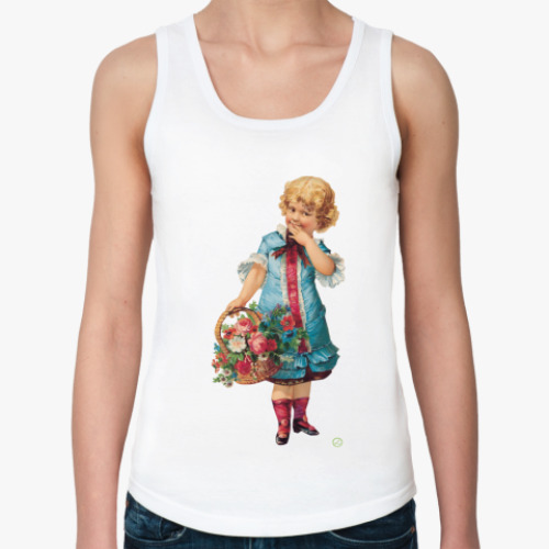 Женская майка с принтом Девочка с корзиной цветов