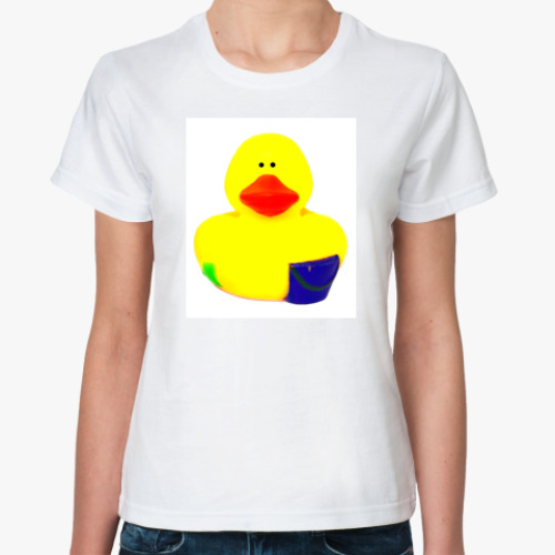 Классическая футболка с принтом Просто утка  (с ведром)
