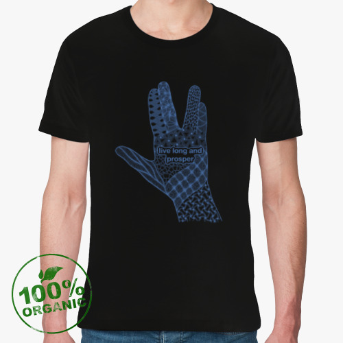 Футболка из органик-хлопка с принтом Вулканский салют