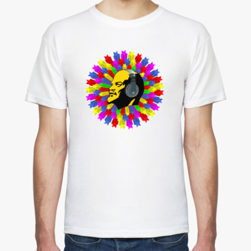 Футболка с принтом Ленин в наушниках. Звезды коммунизма.
