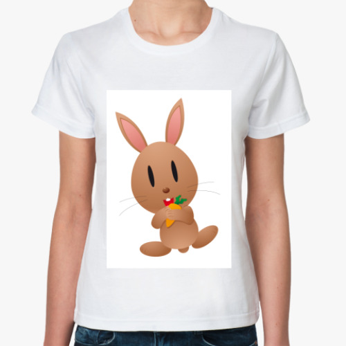 Классическая футболка с принтом Зайчик и Морковка