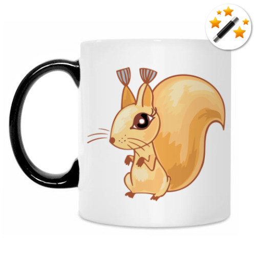 Кружка-хамелеон с принтом Белка