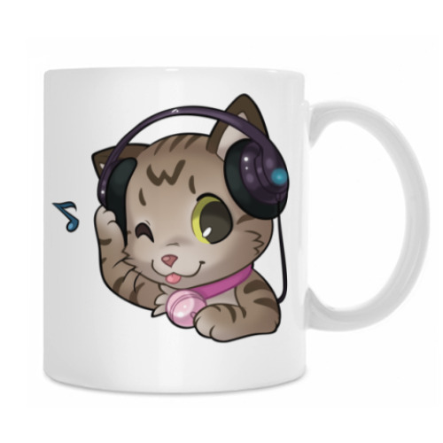 Кружка с принтом Music Kitten