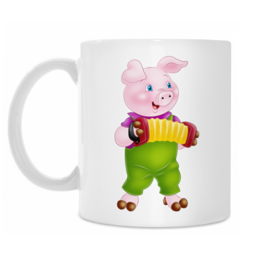 Кружка с принтом Поросенок с гармошкой