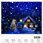 Новый год домик в лесу