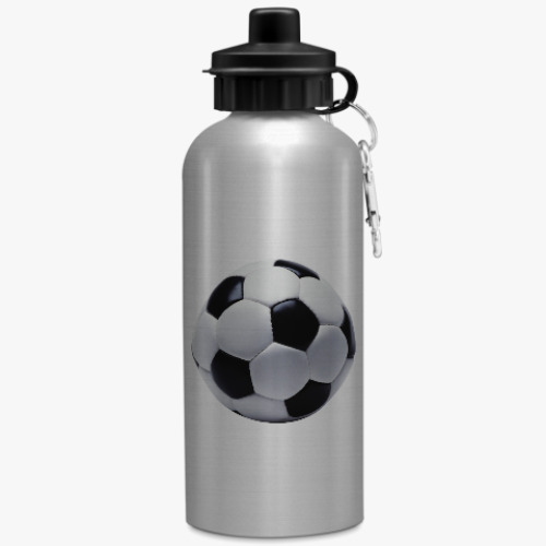 Бутылка с карабином (500 мл) с принтом Футбольный мяч