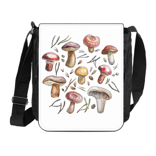 Сумка на плечо (мини-планшет) с принтом Принт с лесными грибами