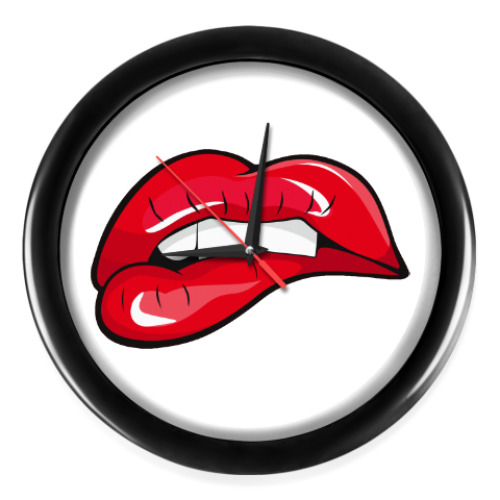 Настенные часы с принтом Губы: поп-арт