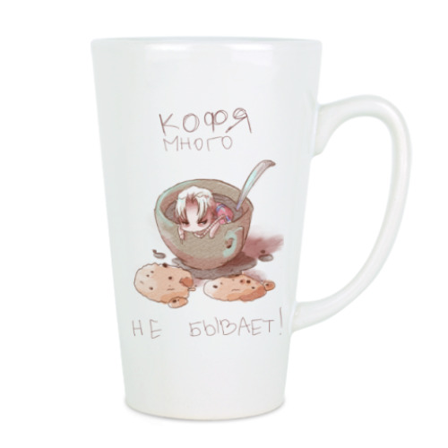 Чашка Латте с принтом Кофя много не бывает
