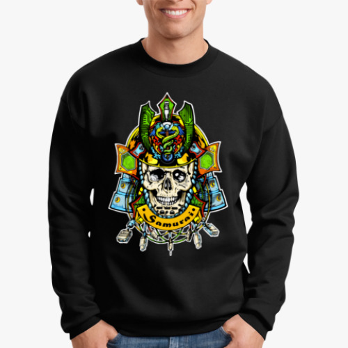 Свитшот с принтом Череп Самурая