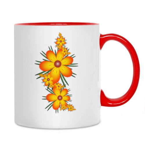 Кружка с принтом Огнецветы