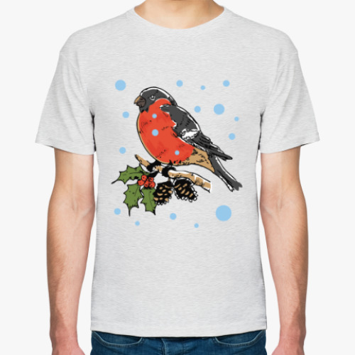 Футболка с принтом Снегирь