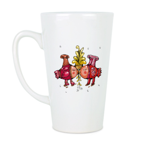 Чашка Латте с принтом Птички-валентинки. Любовь