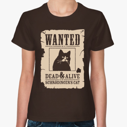 Женская футболка с принтом Кот Шрёдингера