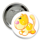 Значок 75 мм Рыжий кот приносит счастье