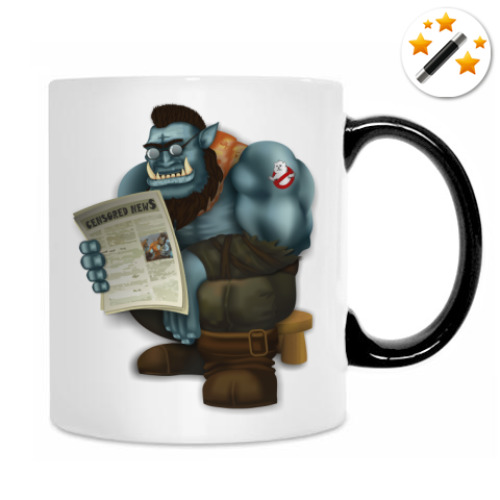 Кружка-хамелеон с принтом Читающий орк