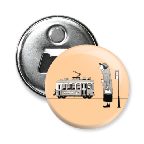 Магнит-открывашка с принтом Трамвай №10