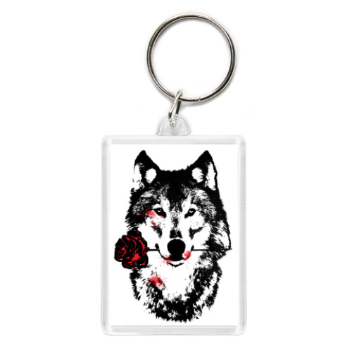 Брелок с принтом Волк и Роза