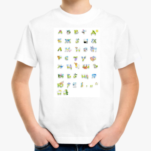 Детская футболка с принтом алфавит