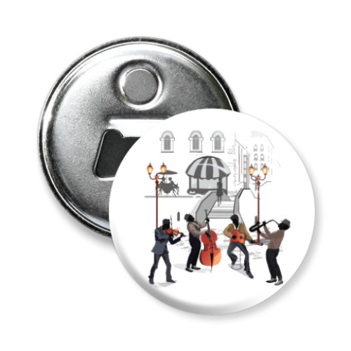 Магнит-открывашка с принтом Coffee Blues