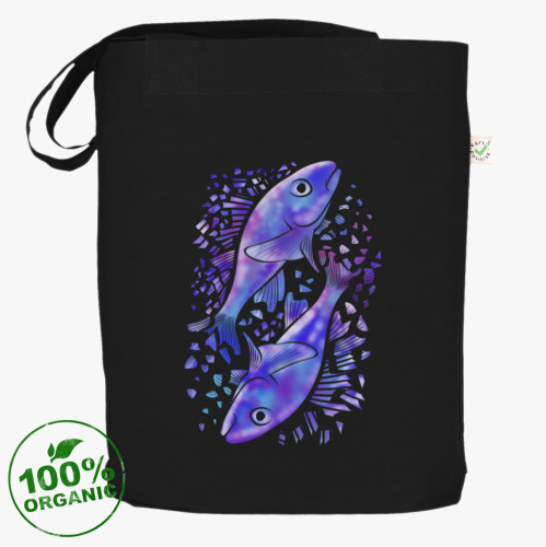 Сумка шоппер с принтом Неоновые рыбы