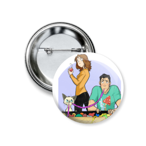 Значок 37мм с принтом Новогодние котики