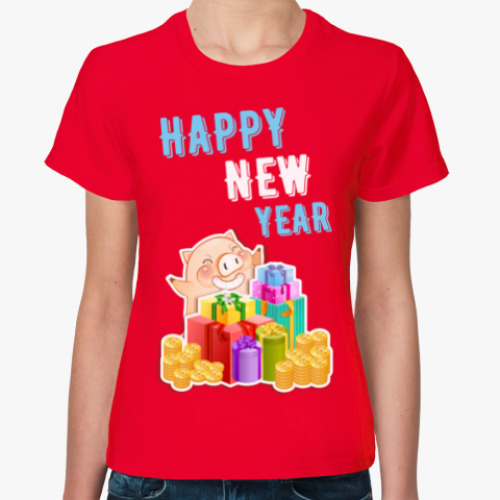 Женская футболка с принтом HAPPY NEW YEAR