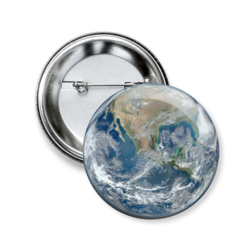 Значок 50мм с принтом Earth