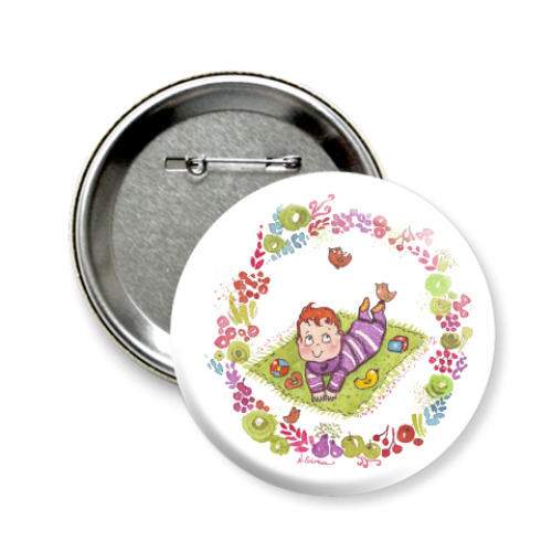 Значок 58мм с принтом Счастливый малыш