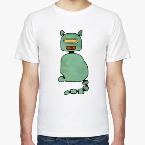 Футболка с принтом Экспериментальный кот-робот