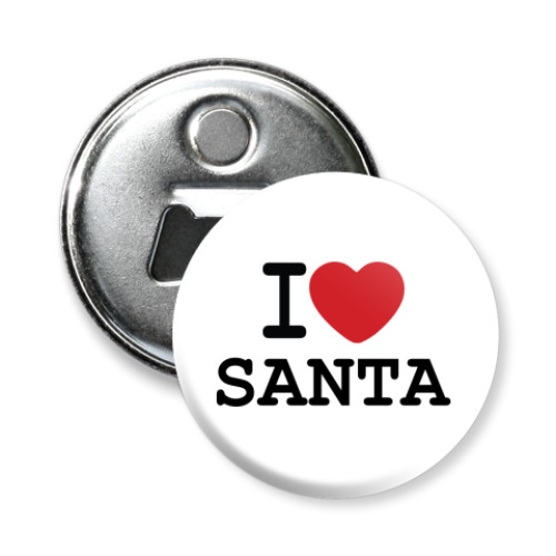 Магнит-открывашка с принтом Новогодний принт I Love Santa