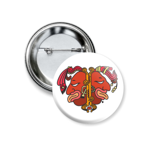 Значок 37мм с принтом  'Сердце майя'