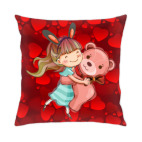 Подушка 35x35 см Девочка и медвежонок