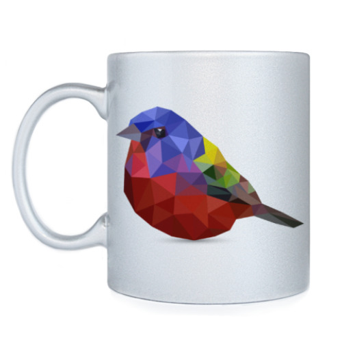Кружка с принтом Птичка из полигонов
