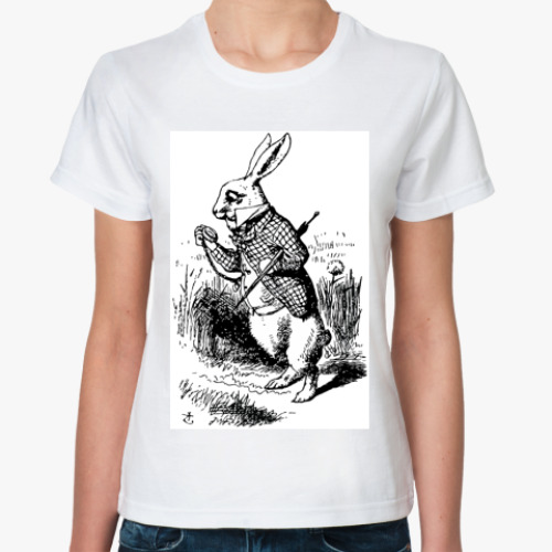 Классическая футболка с принтом В кроличью нору