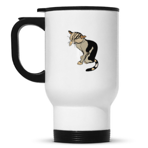 Кружка-термос с принтом Кошка умывается
