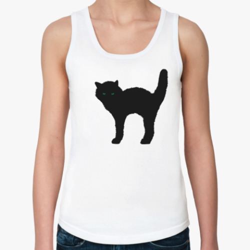 Женская майка с принтом Black kitten